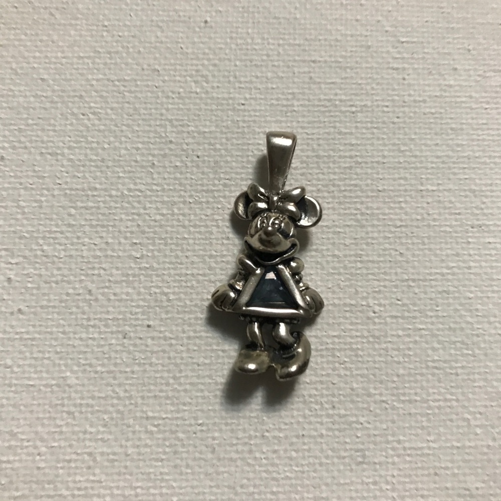 Sterling silver Minnie charm - December birthstone